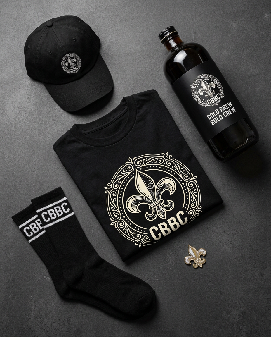Bold Crew Cold Brew merchandise flatlay